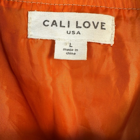 CALI LOVE USA/TAN BLACK BOMBER JACKET FULL ZIP UP - Picture 7 of 14